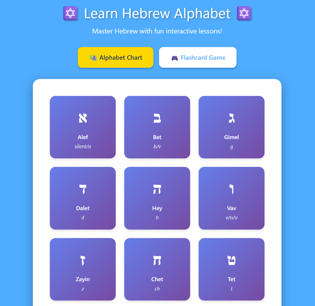 Learn the Hebrew Alphabet! Web&nbsp;App