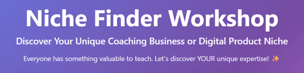 Niche Finder Workshop web&nbsp;app